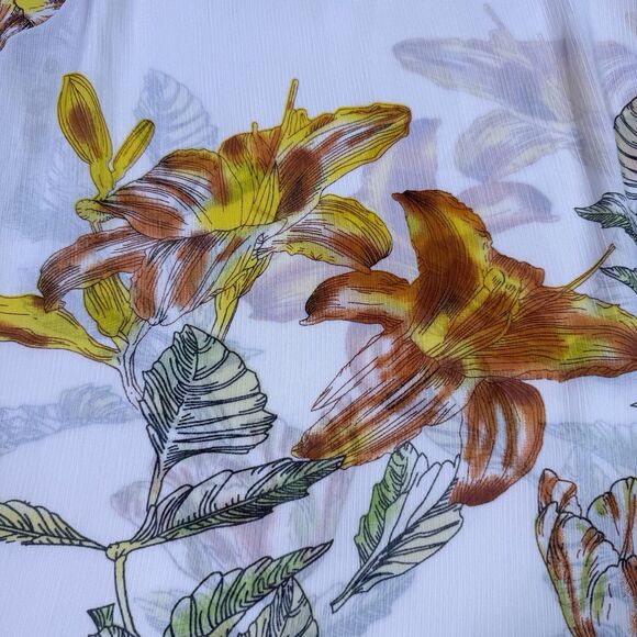 Versona Sheer XL‎ Cream Floral Boho Top Blouse Bell Sleeves Office Dinner Party - Picture 8 of 10